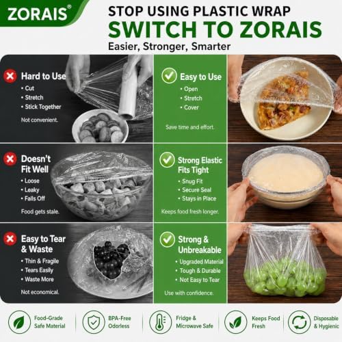 200PCS Plastic Bowl Covers, 2 Sizes Bowl Covers - Image 6