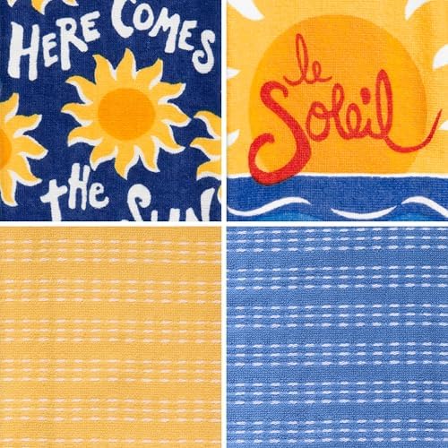 Ritz 4-Piece Kitchen Towel Set, Here Comes the Sun & Le Soleil Sunset Prints - Image 2
