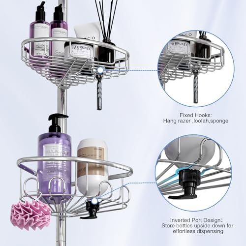 Corner Shower Caddy Tension Pole 4-Tier 47-121 Adjustable Stainless Steel - Image 3