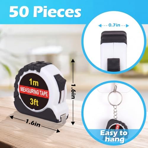 Kanayu 50 Pcs Mini Tape Measure Keychains 3 ft Small Retractable Measuring Tape - Image 2