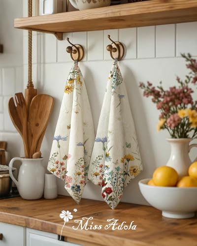 Miss Adola Flour Sack Kitchen Towels Set of 2, Retro Flower - Image 3