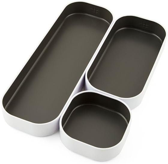 Three by Three Seattle 3 Piece Shallow Metal Organizer Tray Set by ThreebyThreeSeattle