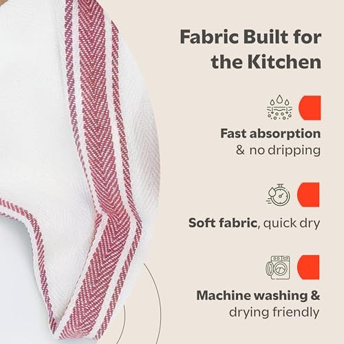 Zeppoli Classic Kitchen Towels -15 Pack 100% Natural Cotton Towel Set, Reusable - Image 4