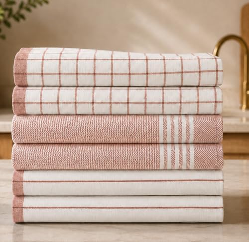 CLOUDSCAPE Premium Cotton Kitchen Towels Set of 6 by CloudScapeLinen
