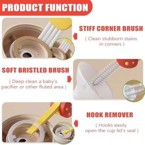 Cup Lid Gap Cleaning Brush 3PCS Bottle Brushes 3 in 1 Cup Lid Gap Cleaner - Image 5