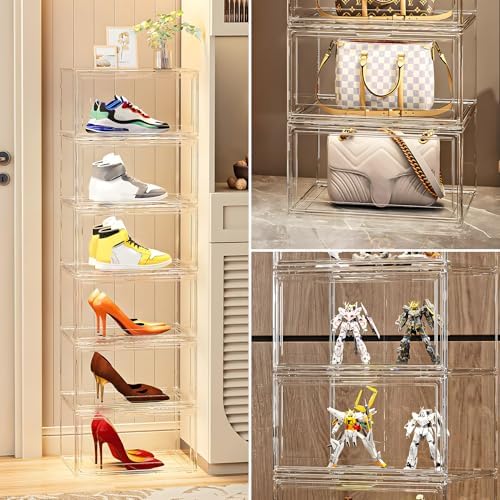 MMBABY 12 Pack Acrylic Clear Shoe Boxes– Ultra Clear Plastic Stackable Sneaker - Image 6