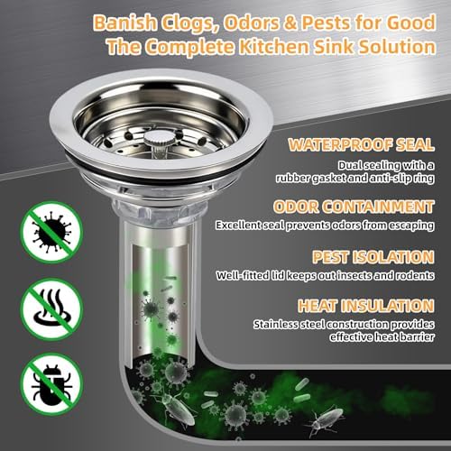 Kitchen Sink Drain Assembly, Basket Strainer - Image 6