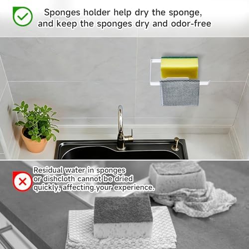 Sponge Holder for Kitchen Sink, Adhesive Dishcloth Holder, Dish Sponge Kitchen - Image 7