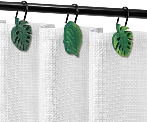 Tropical Leaf Decorative Shower Curtain Hooks, Monstera Deliciosa Strelitzia - Image 4
