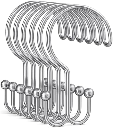 Bathway Shower Curtain Hooks Ring Chrome, Rust Proof Metal Shower Hooks by Bathway