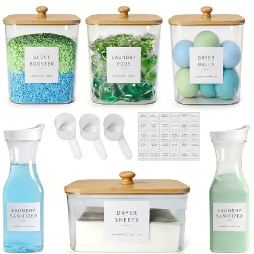 4+2 Pack Laundry Pods Containers & Dryer Sheet Holder & Laundry Detergent by Unknown