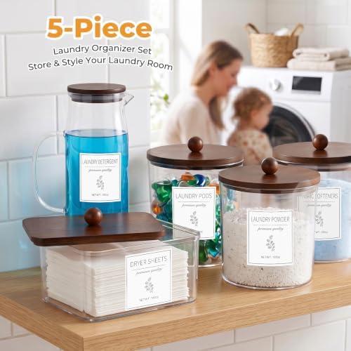 Acrylic Laundry Pod Containers and Dryer Sheet Holder & Glass Laundry Detergent - Image 6