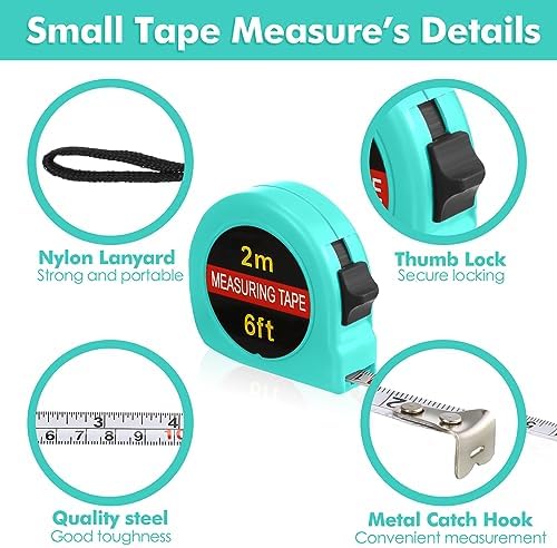 Copkim 50 Pcs Small Tape Measure Bulk 6 Ft 2M Mini Measuring Retractable Metric - Image 5