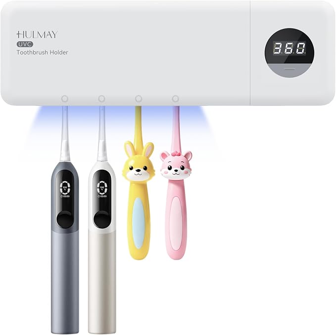 UV Toothbrush Sanitizer with Holder, Electric Toothbrush Holder Wall Mounted by YourPersonalHomeBeautyBrand