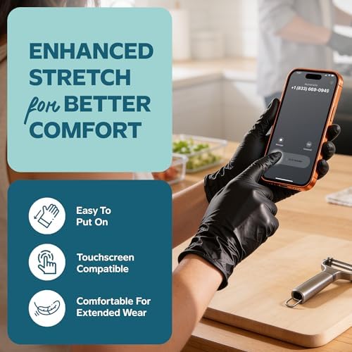 GUSTO Black Nitrile Gloves - Image 6