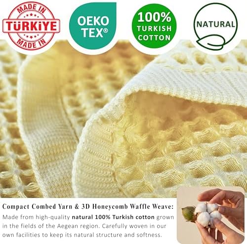PÜSKÜL Natural 100% Turkish Cotton Waffle Bath Towels Set of 2, Extra-Large - Image 3
