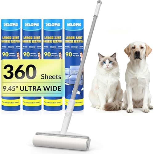 9.45" Large Lint Roller for Floors Carpet Furniture Bed Couches Rug by DELOMO