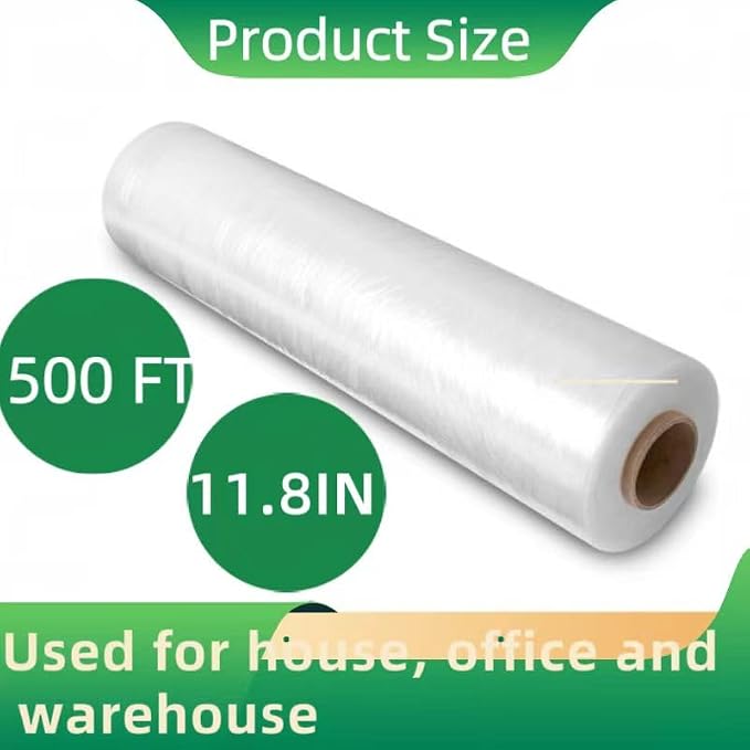 AISEY Stretch Wrap Roll Heavy Duty Plastic Moving Wrap 11.8" X 500FT - Image 2
