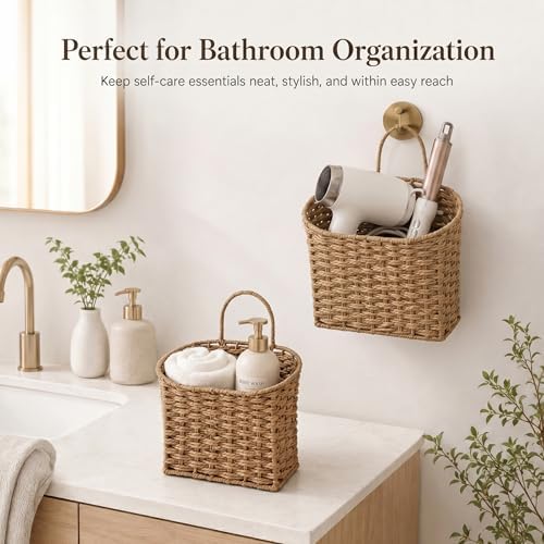 Coeusy Set of 2 Hanging Basket, Paper Rope Wall Basket - Image 7