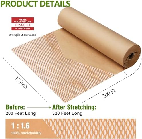 Honeycomb Packing Paper Wrap 15"x200' Sustainable Alternative to Bubble - Image 2