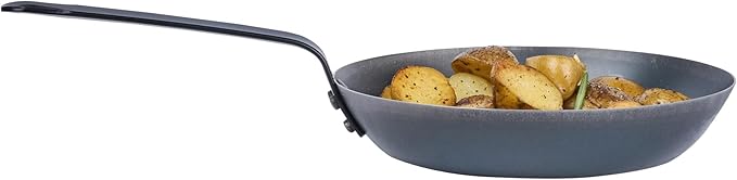 Restaurantware-Met Lux 9 Inch Fry Pans, 6 Lightweight Frying Pans - Induction-Ready, Triple-Riveted, Black Carbon Steel Cooking Skillets, Durable, For Searing, Sauteing, And Browning Food