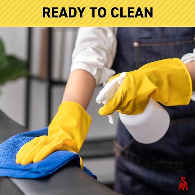 SteadMax 3 Pairs Cleaning Gloves, Reusable Natural Rubber Dish Gloves, Non-Slip - Image 6