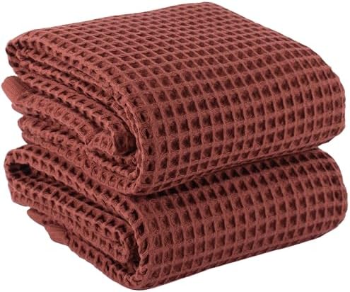 PÜSKÜL Natural 100% Turkish Cotton Waffle Bath Towels Set of 2, Extra-Large by P%C3%BCsk%C3%BClTextile