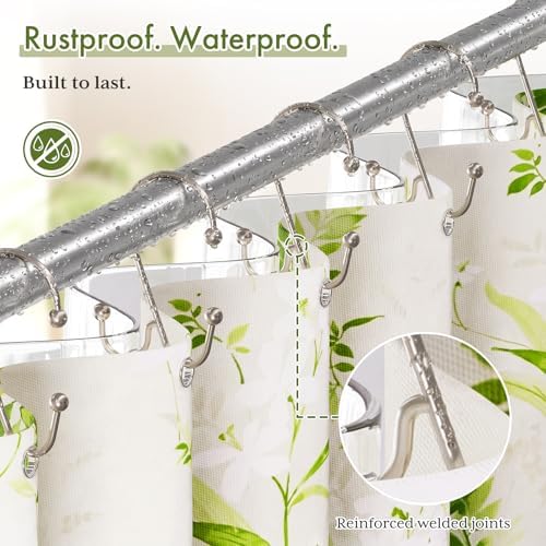 Bathway Shower Curtain Hooks Rings Nickel, Double Shower Hooks - Image 4