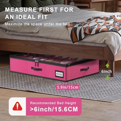homyfort Shoe Organizer Under Bed, Fits 32 Pairs, Under bed Shoe Storage Boxes - Image 4