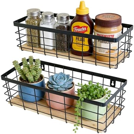 ShabbyDecor Metal Wire Basket for Kitchen Cabinet Pantry Bathroom Set of 2 - Image 3
