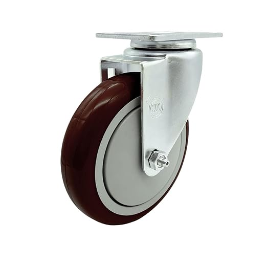 Service Caster Brand Replacement Caster for Uline Caster H-5540S-Swivel Top Plate Caster with 5 Inch Maroon Polyurethane Wheel-Light Duty Replacement Caster-Fit Cart, Dollies and Poly Box Truck H-3840