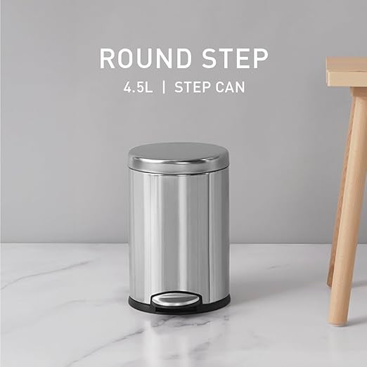 simplehuman Round Step Can, 4.5L / 1.2 Gallon Compact Bathroom Trash Can - Image 2