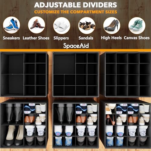 SpaceAid Shoe Organizer for Closet, 2 Pack Foldable Shoe Storage Containers - Image 3
