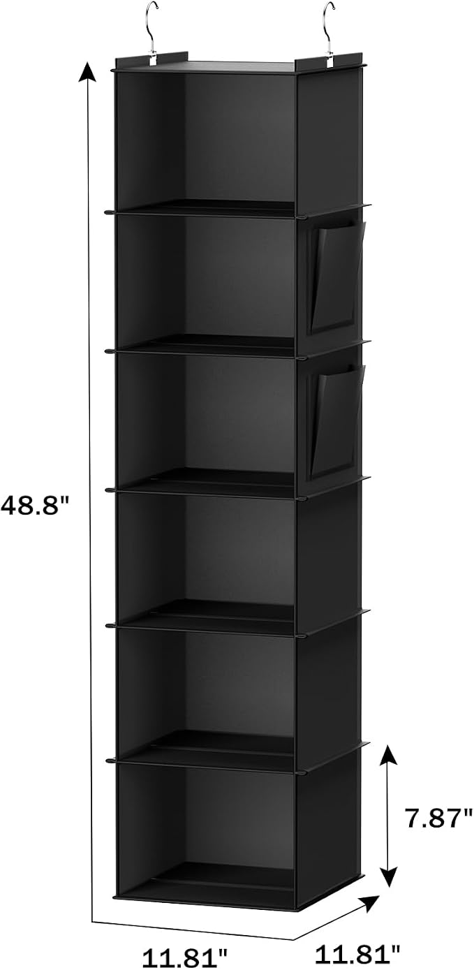 YOUDENOVA Hanging Closet Organizer and Storage, 2 Packs, 2 Side Pockets - Image 3