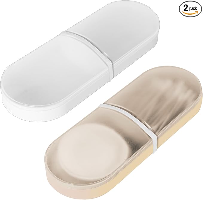 Adorila Travel Cotton Swab & Round Holder, 2 Pack by Adorila