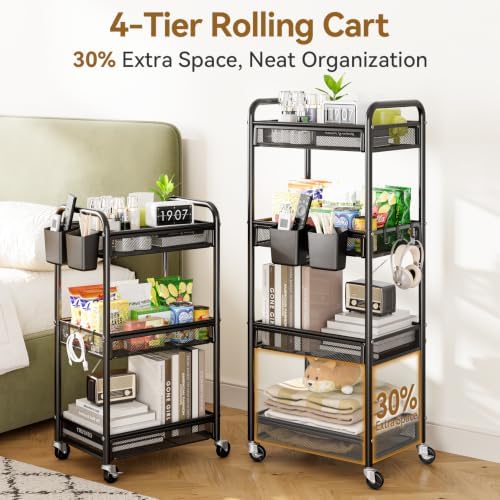 YASONIC 4 Tier Rolling Cart – Rolling Storage Cart - Image 2