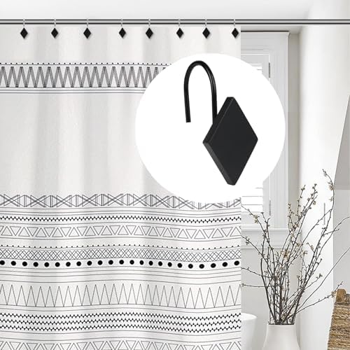 Rhombus Shower Curtain Hooks, Decorative Bathroom Curtain Rings - Image 3