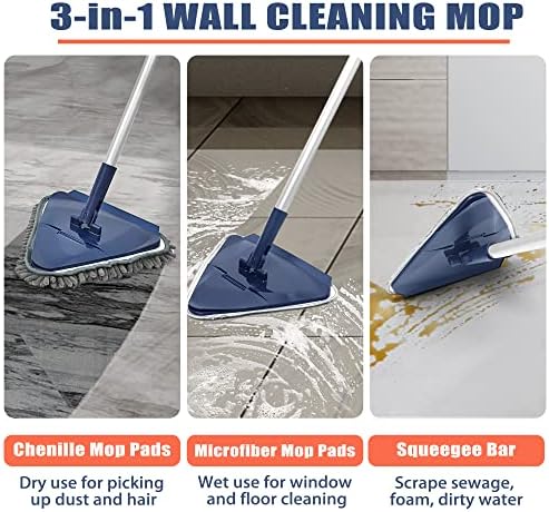JEHONN Wall Cleaner Mop with Long Handle 82 Inches, 3-in-1 Ceiling Cleaning - Image 2