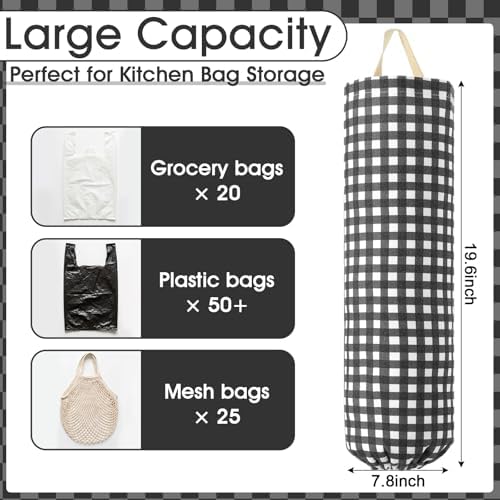 Gingham Plastic Bag Holder for Grocery Bag - Image 2