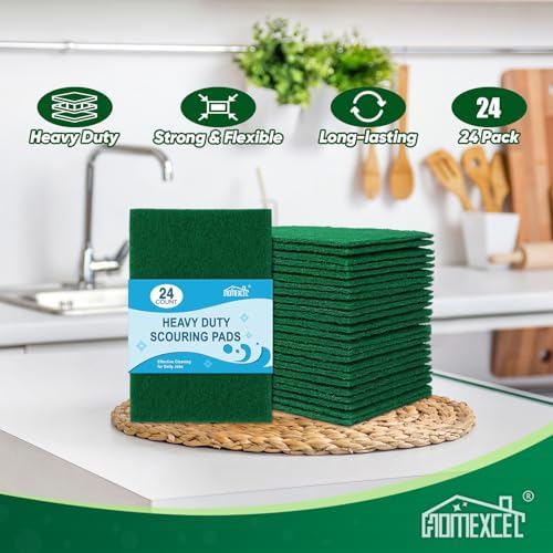 HOMEXCEL Heavy Duty Scouring Pads, 24 Pack Green Scrub Pads - Image 6