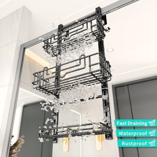 HapiRm 3 Tier Over the Door Shower Caddy, Hanging Shower Caddy - Image 4
