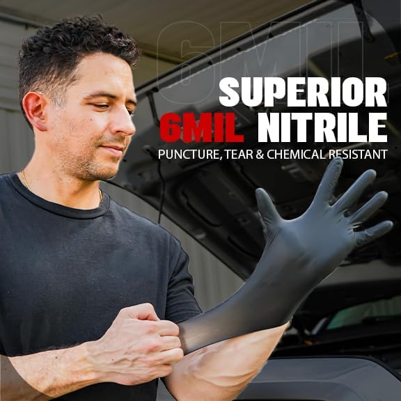 London Labs Heavy Duty 6 Mil Black Nitrile Gloves - Image 3