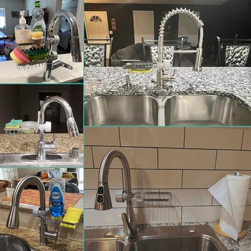 LONIN Sponge Holder Over Faucet Kitchen Sink Caddy Organizer, Stainless Steel - Image 5