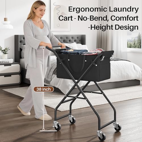 No-Bend Laundry Cart- Rolling Hamper - Image 3