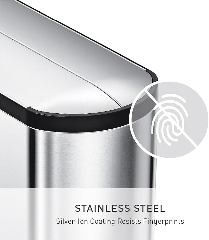 simplehuman 18 Liter / 4.8 Gallon Butterfly Lid Kitchen Step Trash Can - Image 6