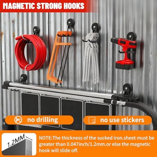 4 Pack Heavy Duty Magnetic Garage Hooks, No Drill Installation and Rubber - Image 7