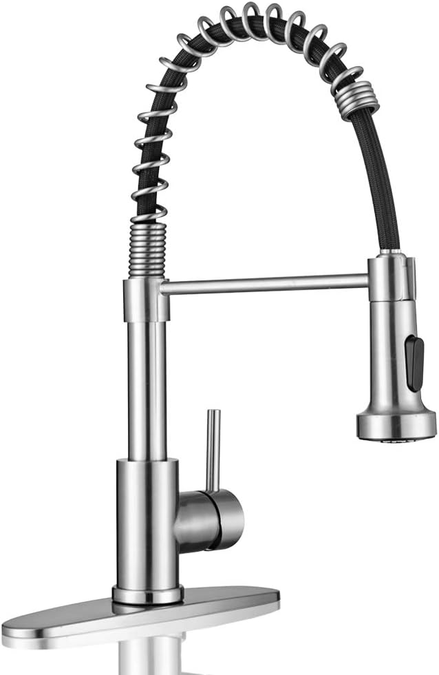 WEWE High Arc Pull-Down Kitchen Faucet, 2-Mode Sprayer, Brushed Nickel | by WEWE