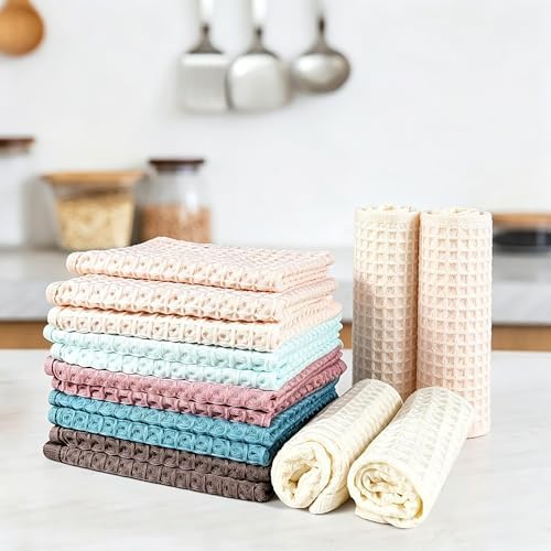 vfaejll Kitchen Towels Set 12 Pack, 100% Cotton Waffle Weave Dish Cloths & Dish - Image 6
