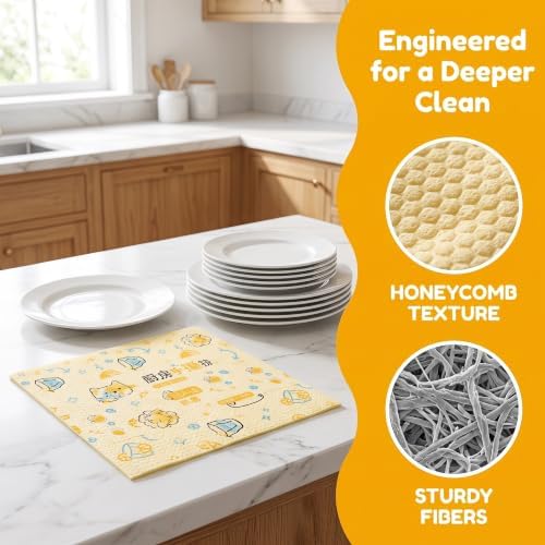 Printed Kitchen Cleaning Cloth Roll, Thick Absorbent Hand-Tear Lazy Cloth - Image 5
