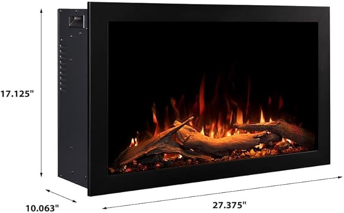 Modern Ember Highmark Traditional 26 Inch Built-in Smart Electric Fireplace Insert | Alexa/WiFi Enabled - Remote Included | Electric Firebox Heater with Multi-Color Flames | 1500W